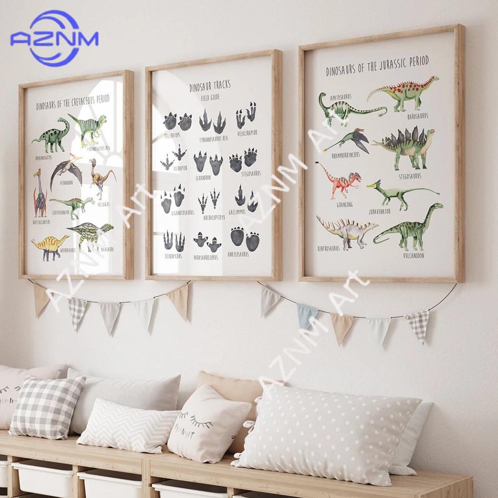 Kids Educational Device - 1/3 pezzi, poster educativo con dinosauri