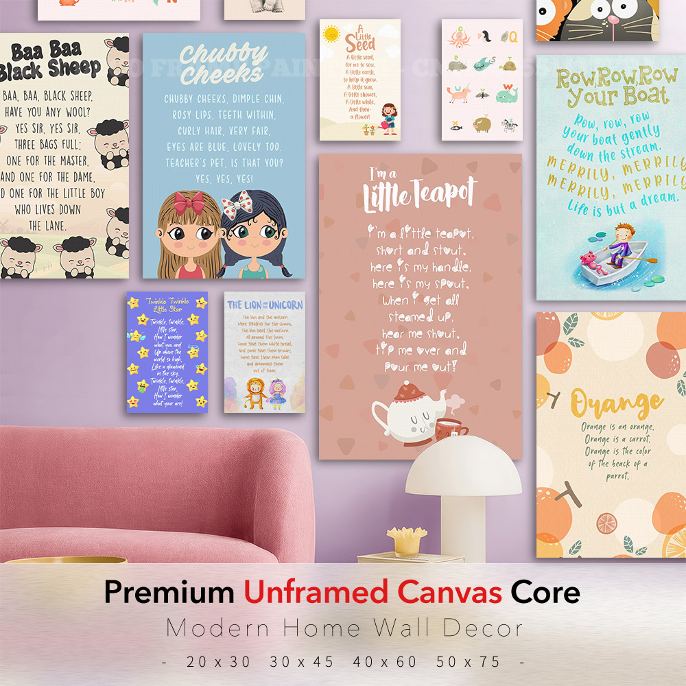 Kids Education Rhymes - Poster su tela con versi di