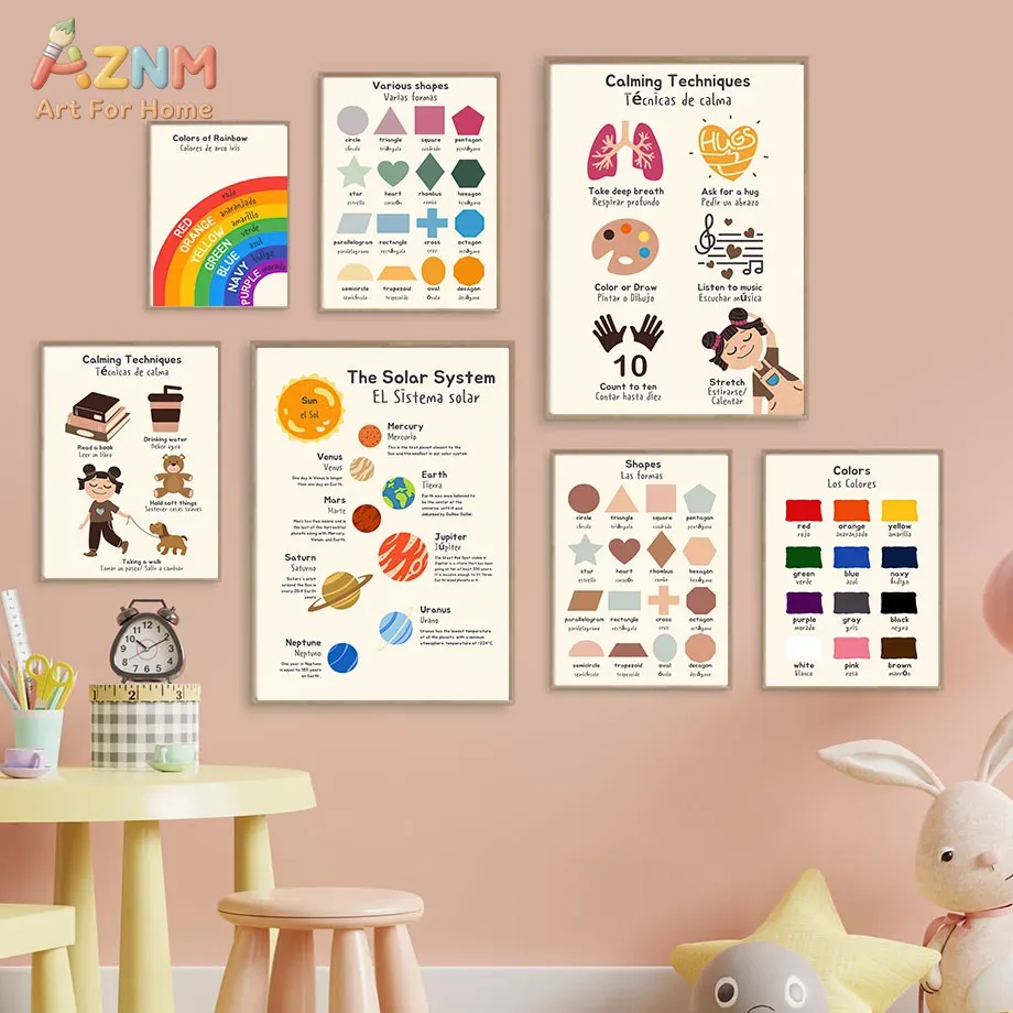 Kids Education System - AZNM Stampa su Tela Educativa Bilingue