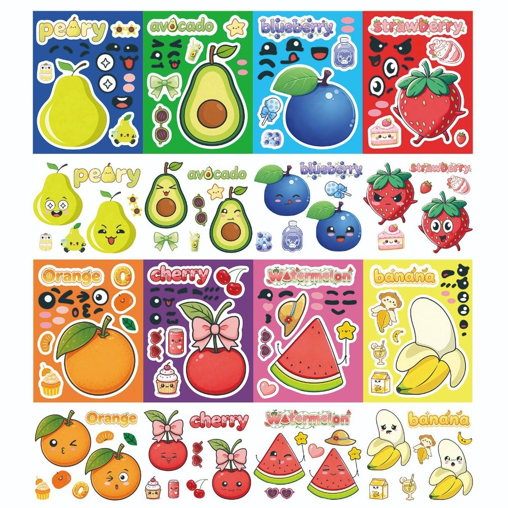 Kids Education Store - 8 Fogli di Adesivi Impermeabili per